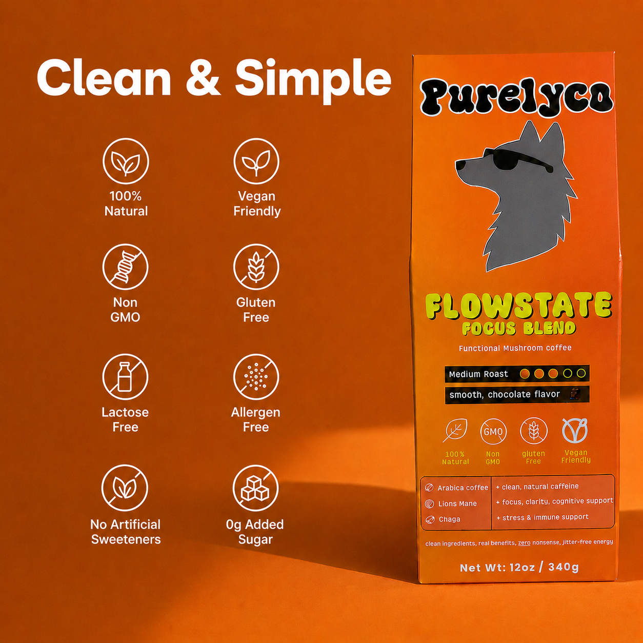 Flowstate - Focus Blend, Functional Mushroom Coffee (Ground)